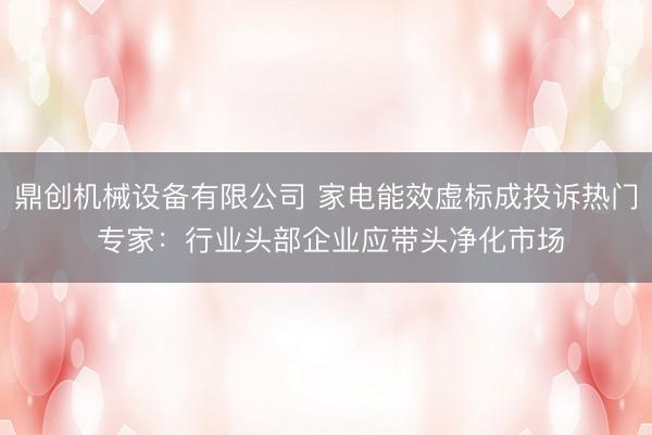 鼎创机械设备有限公司 家电能效虚标成投诉热门 专家：行业头部企业应带头净化市场