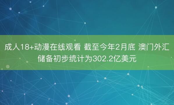 成人18+动漫在线观看 截至今年2月底 澳门外汇储备初步统计为302.2亿美元