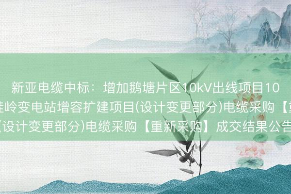 新亚电缆中标：增加鹅塘片区10kV出线项目10kV电力电缆、110kV桂岭变电站增容扩建项目(设计变更部分)电缆采购【重新采购】成交结果公告