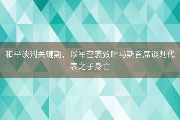 和平谈判关键期，以军空袭致哈马斯首席谈判代表之子身亡