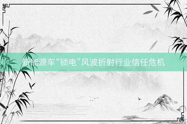 新能源车“锁电”风波折射行业信任危机
