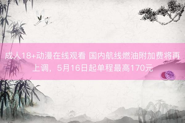 成人18+动漫在线观看 国内航线燃油附加费将再上调，5月16日起单程最高170元