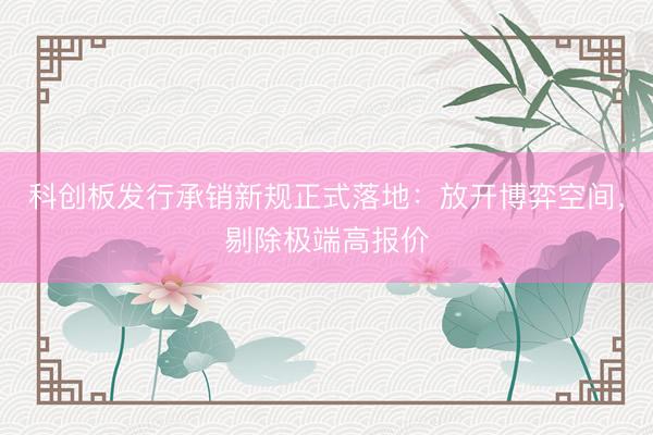 科创板发行承销新规正式落地:放开博弈空间,剔除极端高报价