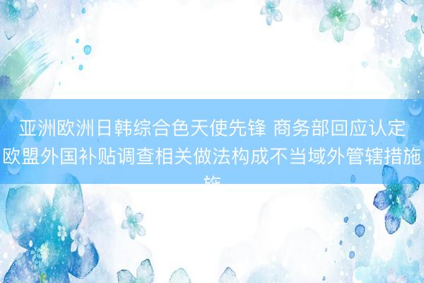 亚洲欧洲日韩综合色天使先锋 商务部回应认定欧盟外国补贴调查相关做法构成不当域外管辖措施