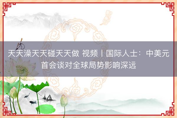 天天澡天天碰天天做 视频丨国际人士：中美元首会谈对全球局势影响深远