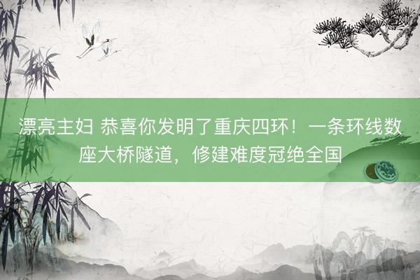 漂亮主妇 恭喜你发明了重庆四环！一条环线数座大桥隧道，修建难度冠绝全国