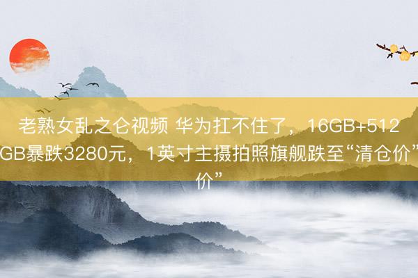 老熟女乱之仑视频 华为扛不住了，16GB+512GB暴跌3280元，1英寸主摄拍照旗舰跌至“清仓价”