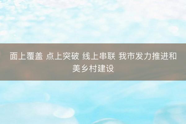 面上覆盖 点上突破 线上串联 我市发力推进和美乡村建设