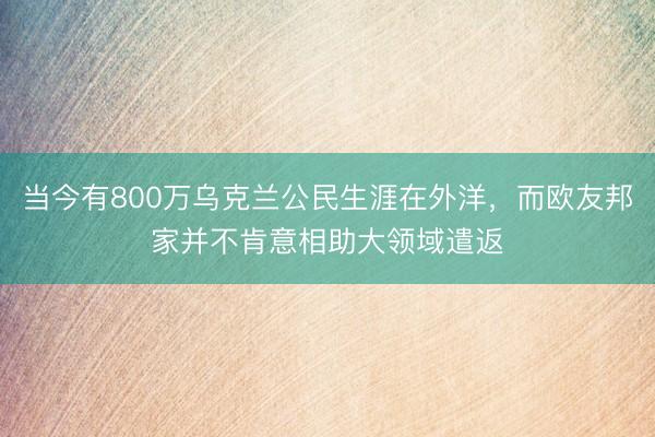 当今有800万乌克兰公民生涯在外洋，而欧友邦家并不肯意相助大领域遣返