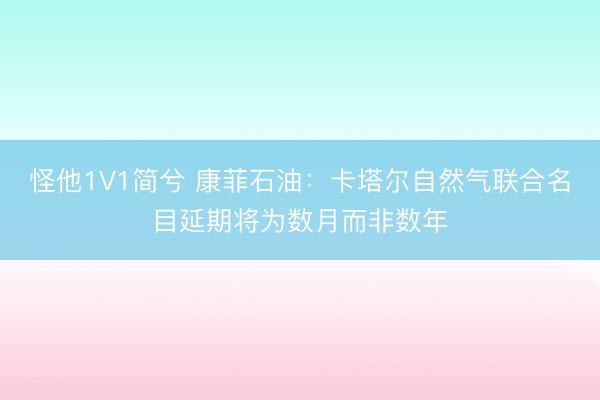 怪他1V1简兮 康菲石油：卡塔尔自然气联合名目延期将为数月而非数年