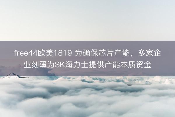 free44欧美1819 为确保芯片产能，多家企业刻薄为SK海力士提供产能本质资金