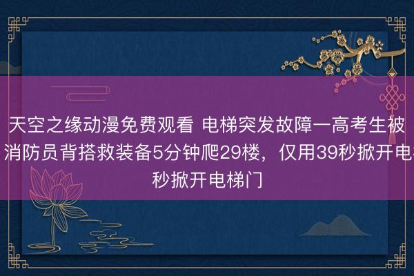 天空之缘动漫免费观看 电梯突发故障一高考生被困!消防员背搭救装备5分钟爬29楼,仅用39秒掀开电梯门