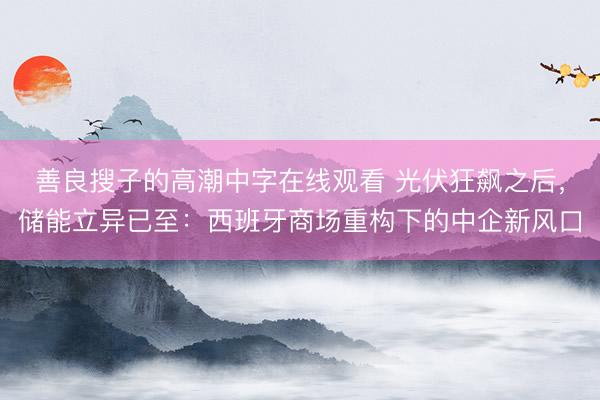 善良搜子的高潮中字在线观看 光伏狂飙之后，储能立异已至：西班牙商场重构下的中企新风口