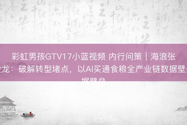 彩虹男孩GTV17小蓝视频 内行问策｜海浪张金龙：破解转型堵点，以AI买通食粮全产业链数据壁垒