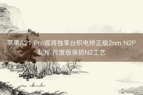 苹果A21 Pro或将独享台积电矫正版2nm N2P制程 尺度版保抓N2工艺